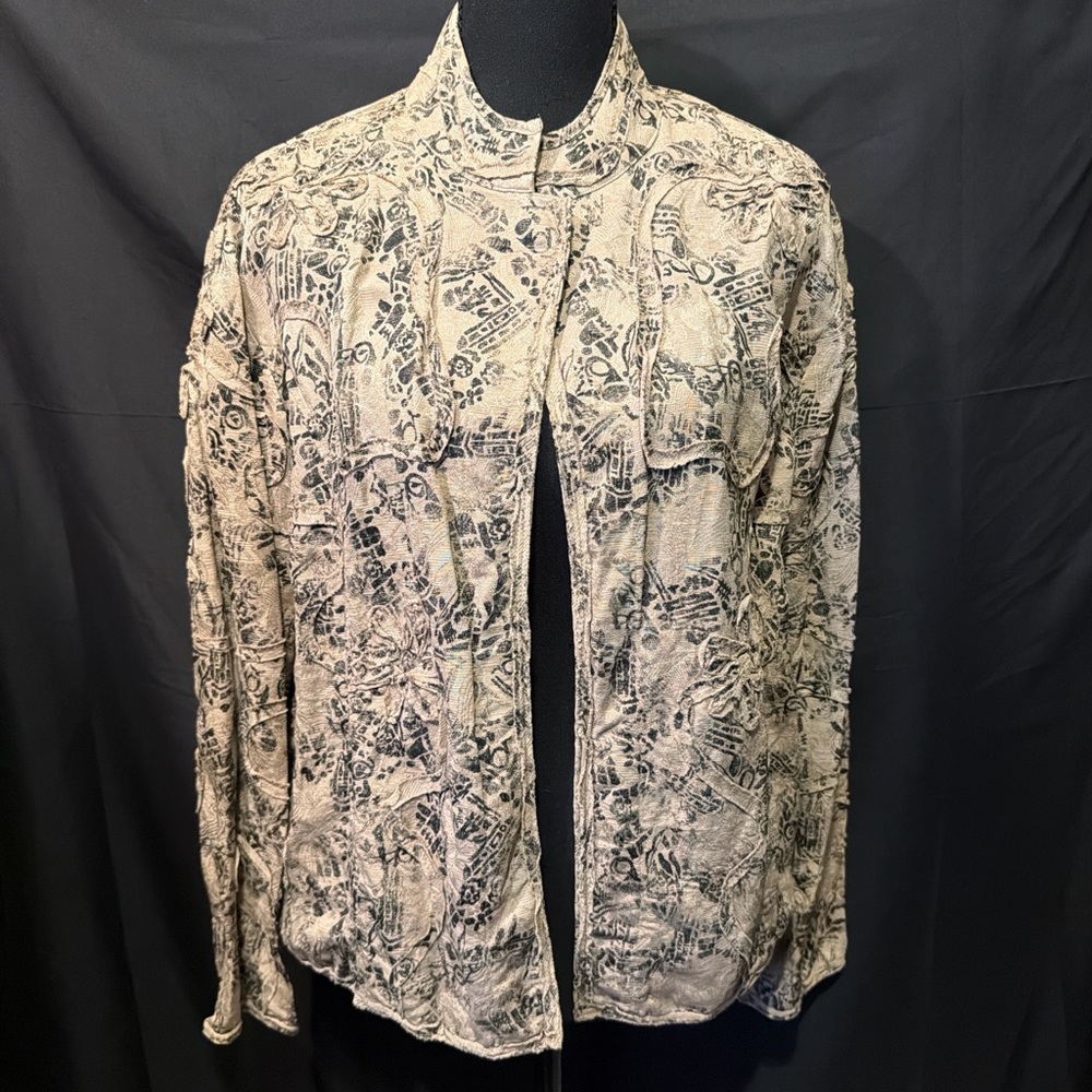 Chico's Black and Cream Patterned Women's Blazer